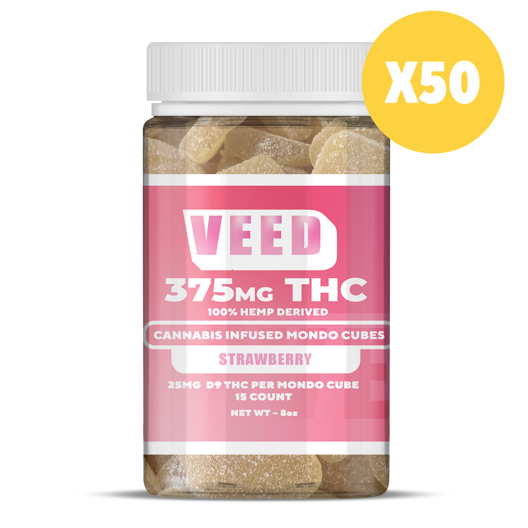 Florida Compliant 25mg Delta 9 THC Gummy Cubes Case of 50 by VEED Labs