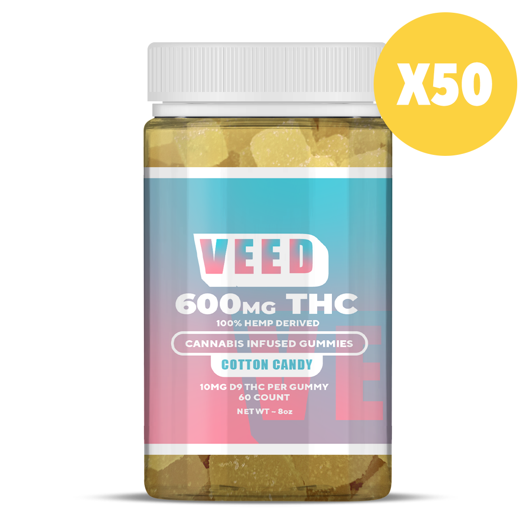 Florida Compliant 10mg Delta 9 THC Gummy Cubes Case of 50 by VEED Labs