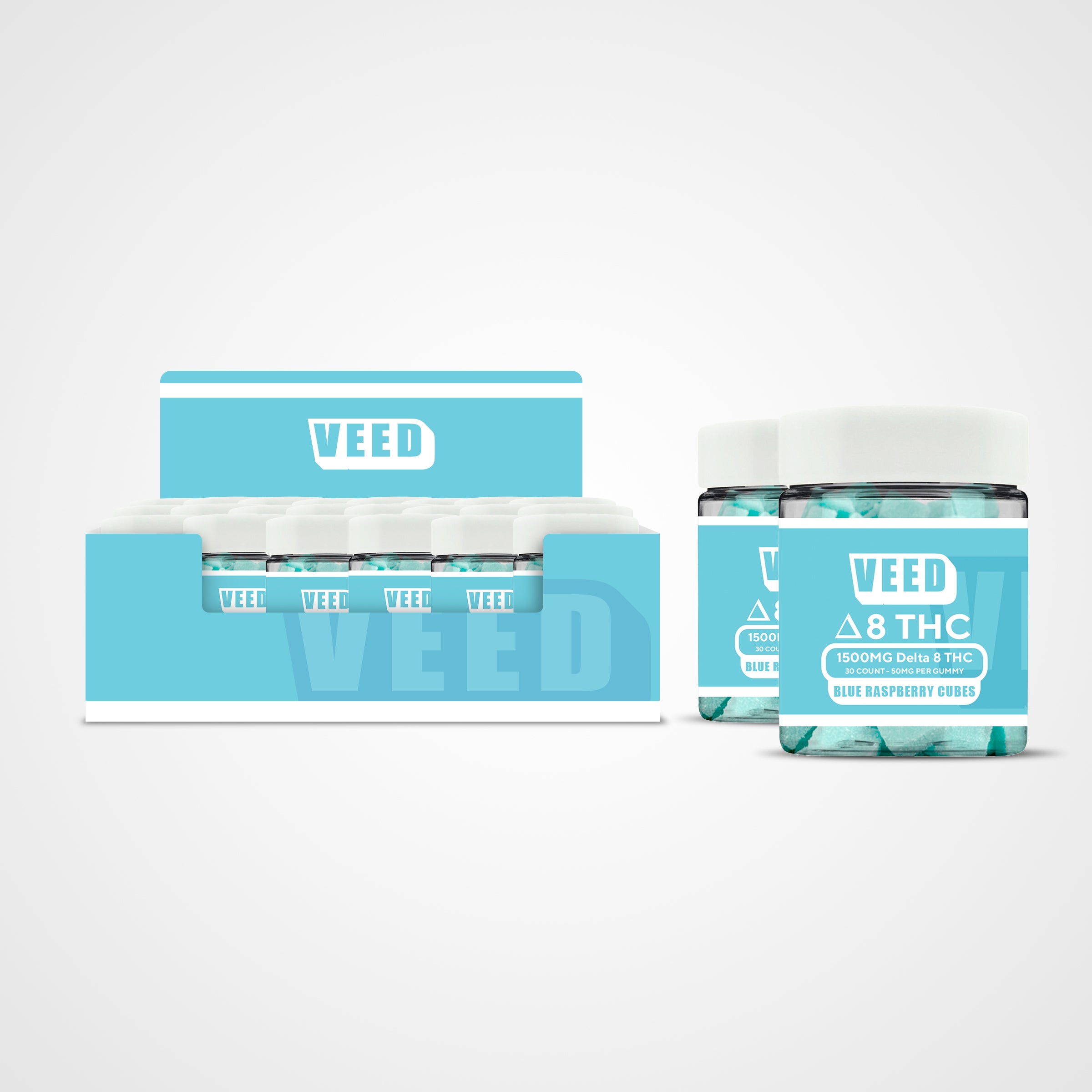 Delta 8 THC Gummy Cubes Case of 50 (Under $8.99/Jar)