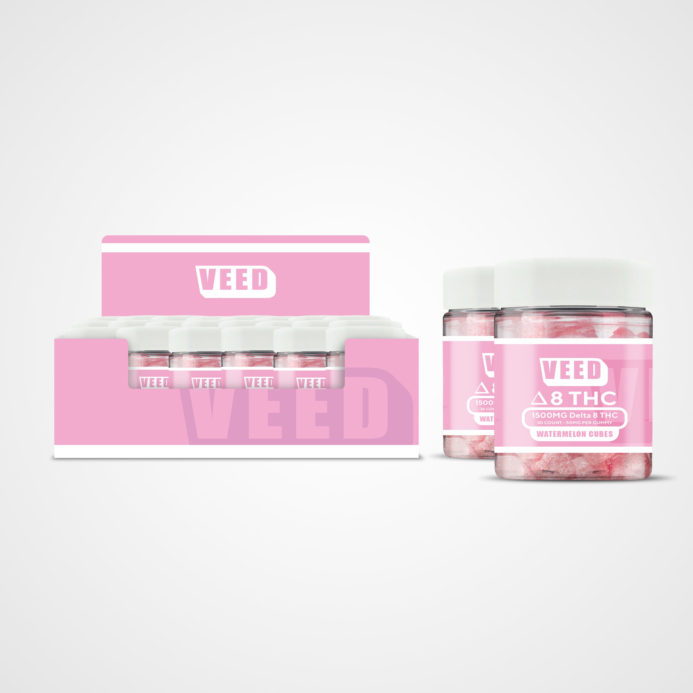 Delta 8 THC Gummy Cubes Case of 50 (Under $8.99/Jar)