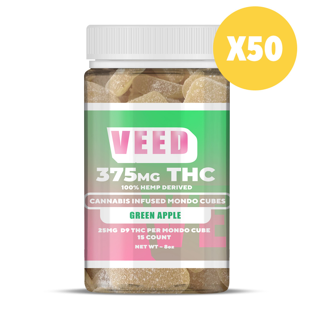 Florida Compliant 25mg Delta 9 THC Gummy Cubes Case of 50 by VEED Labs