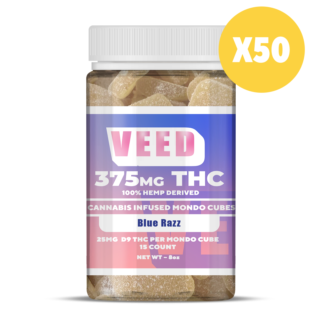 Florida Compliant 25mg Delta 9 THC Gummy Cubes Case of 50 by VEED Labs