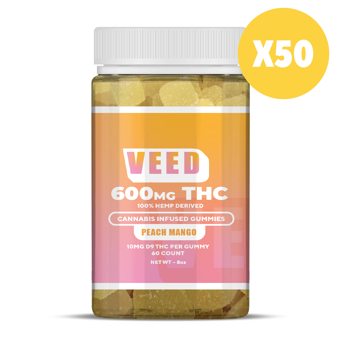 Florida Compliant 10mg Delta 9 THC Gummy Cubes Case of 50 by VEED Labs